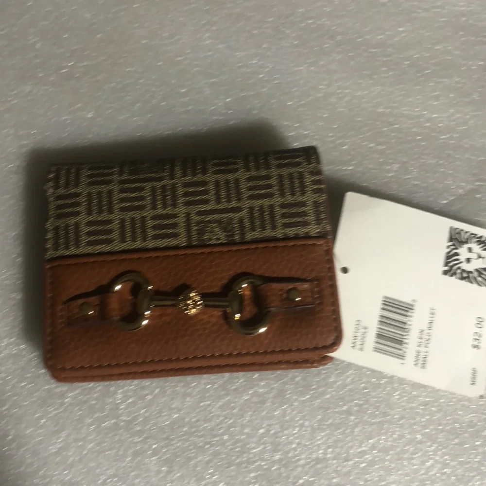 Anne Klein small fold brown wallet with golden details - Picture 1 of 13
